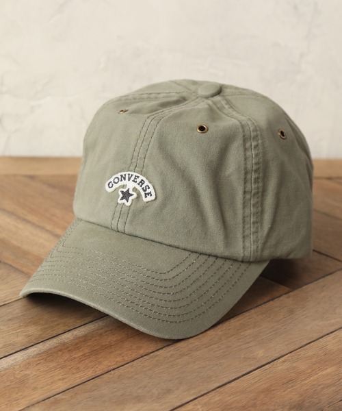 CONVERSE（コンバース）の「【CONVERSE/コンバース】キャンバス ワッペンロゴ ベースボールキャップ（キャップ・メンズ・ブラウン/オリーブ/アイボリー/ブラック/キャメル/グレイッシュブルー・FREE）」の4枚目の写真