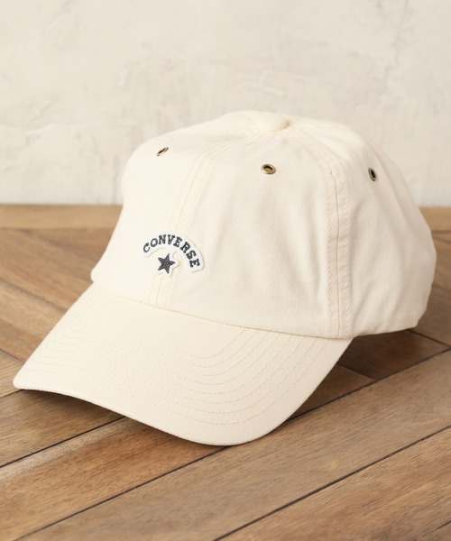 CONVERSE（コンバース）の「【CONVERSE/コンバース】キャンバス ワッペンロゴ ベースボールキャップ（キャップ・メンズ・ブラウン/オリーブ/アイボリー/ブラック/キャメル/グレイッシュブルー・FREE）」の2枚目の写真