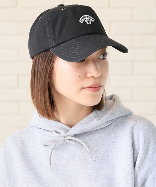 CONVERSE（コンバース）の「【CONVERSE/コンバース】キャンバス ワッペンロゴ ベースボールキャップ（キャップ・メンズ・ブラウン/オリーブ/アイボリー/ブラック/キャメル/グレイッシュブルー・FREE）」の10枚目の写真