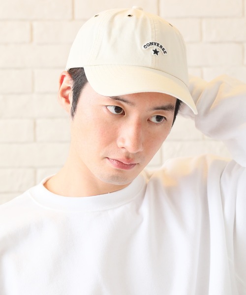 CONVERSE（コンバース）の「【CONVERSE/コンバース】キャンバス ワッペンロゴ ベースボールキャップ（キャップ・メンズ・ブラウン/オリーブ/アイボリー/ブラック/キャメル/グレイッシュブルー・FREE）」の8枚目の写真