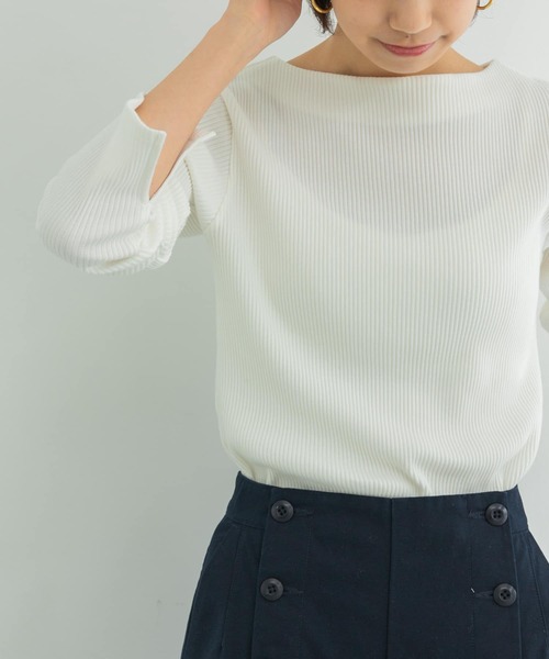 URBAN RESEARCH(アーバンリサーチ)の「袖スリットボートネックカットソー(Tシャツ/カットソー・レディース・イエロー/モカ/オフホワイト/ライトグレー・FREE)」の7枚目の写真