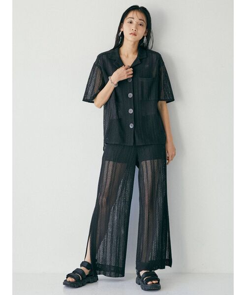 MURUA（ムルーア）の「メッシュスリットパンツ【セットアップ着用可】（スウェットパンツ・レディース・ブラック/グリーン/アイボリー・FREE）」の19枚目の写真