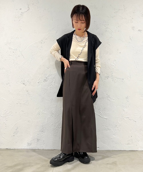 apres jour mignon(アプレジュールミニョン)の「スリット入りナロースカート【ZOZOTOWN限定アイテム】(スカート・レディース・ブラック/ダークブラウン/イエロー系その他・SMALL/MEDIUM/X-LARGE)」の20枚目の写真