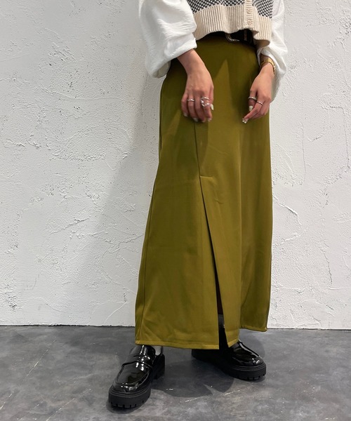 apres jour mignon(アプレジュールミニョン)の「スリット入りナロースカート【ZOZOTOWN限定アイテム】(スカート・レディース・ブラック/ダークブラウン/イエロー系その他・SMALL/MEDIUM/X-LARGE)」の8枚目の写真
