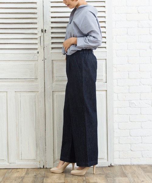 SHORE (ショア)の「SHORE 70cm丈クロップドワイドパンツ(デニムパンツ・レディース・ワンウォッシュ/インディゴブルー・MEDIUM/SMALL/LARGE)」の5枚目の写真