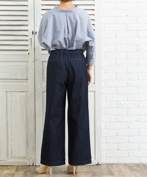 SHORE (ショア)の「SHORE 70cm丈クロップドワイドパンツ(デニムパンツ・レディース・ワンウォッシュ/インディゴブルー・MEDIUM/SMALL/LARGE)」の13枚目の写真