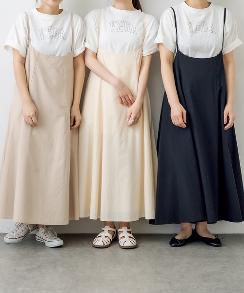 PUAL CE CIN(ピュアルセシン)の「コットンレーヨンキャミワンピース(ワンピース・レディース・ブラック/ベージュ/ナチュラル・FREE)」の4枚目の写真