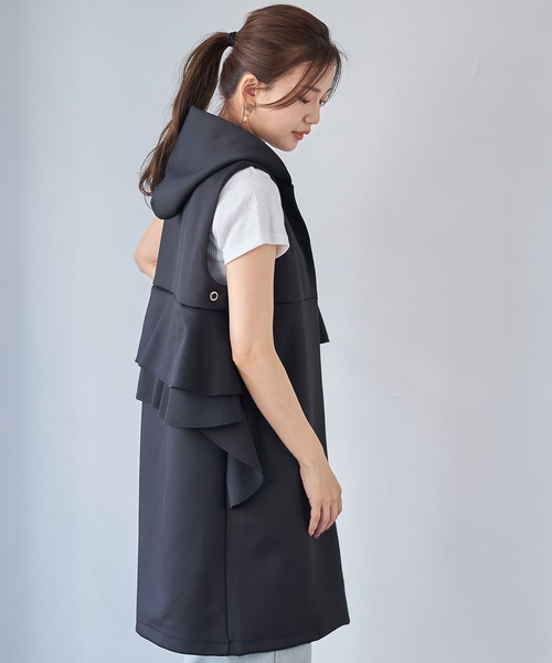 2021AW yori バッグティアードフリル ポンディングロングジレ ベスト