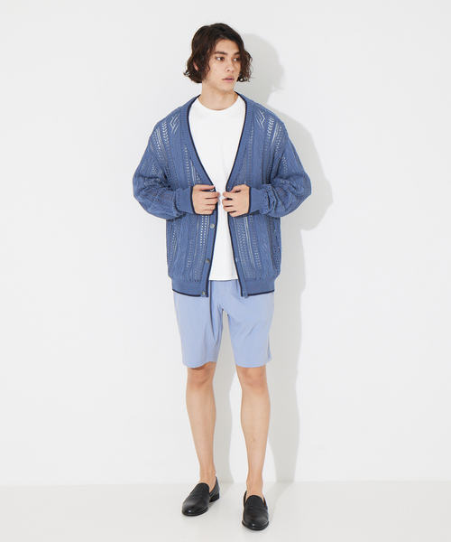 ABAHOUSE（アバハウス）の「ハイツイストコットン スカシアミ オーバーサイズ カーディガン（カーディガン/ボレロ・メンズ・ブラック/グレー/グレイッシュブルー・46/48）」の5枚目の写真