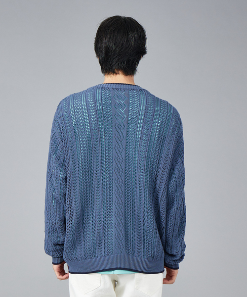 ABAHOUSE（アバハウス）の「ハイツイストコットン スカシアミ オーバーサイズ カーディガン（カーディガン/ボレロ・メンズ・ブラック/グレー/グレイッシュブルー・46/48）」の8枚目の写真