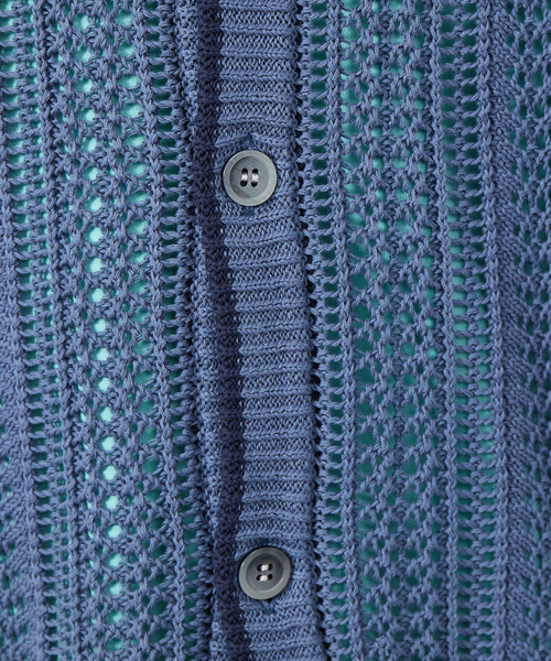 ABAHOUSE（アバハウス）の「ハイツイストコットン スカシアミ オーバーサイズ カーディガン（カーディガン/ボレロ・メンズ・ブラック/グレー/グレイッシュブルー・46/48）」の11枚目の写真