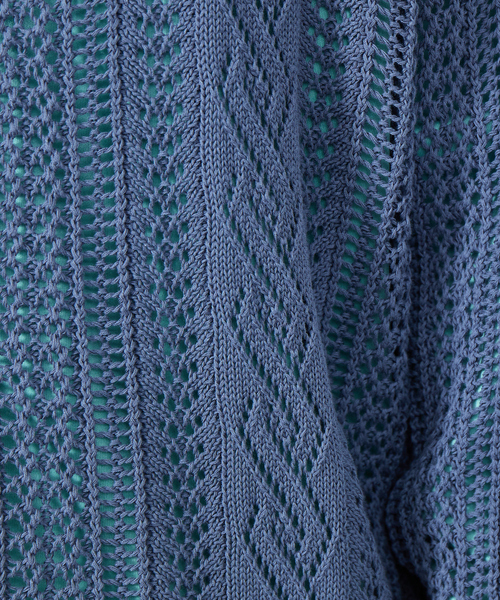 ABAHOUSE（アバハウス）の「ハイツイストコットン スカシアミ オーバーサイズ カーディガン（カーディガン/ボレロ・メンズ・ブラック/グレー/グレイッシュブルー・46/48）」の13枚目の写真