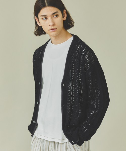 ABAHOUSE（アバハウス）の「ハイツイストコットン スカシアミ オーバーサイズ カーディガン（カーディガン/ボレロ・メンズ・ブラック/グレー/グレイッシュブルー・46/48）」の19枚目の写真