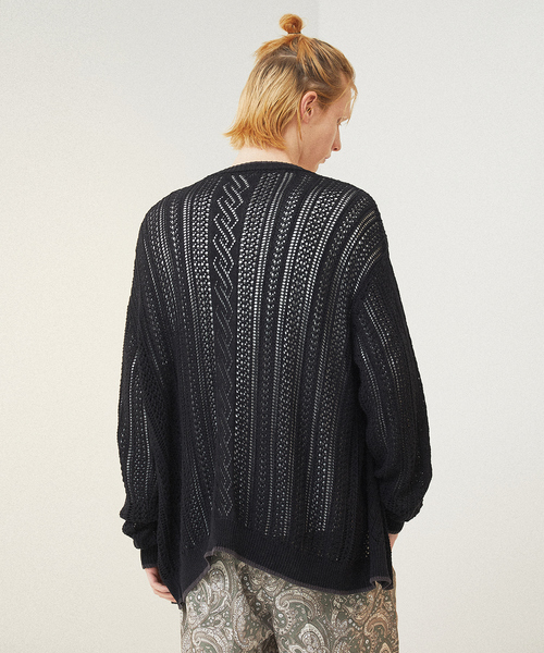 ABAHOUSE（アバハウス）の「ハイツイストコットン スカシアミ オーバーサイズ カーディガン（カーディガン/ボレロ・メンズ・ブラック/グレー/グレイッシュブルー・46/48）」の21枚目の写真