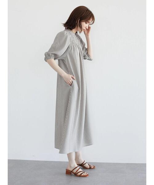 Sugar spoon（シュガースプーン）の「・SUGAR SPOON ストライプシャーリングワンピ（ワンピース・レディース・ベージュ/グリーン・FREE）」の5枚目の写真