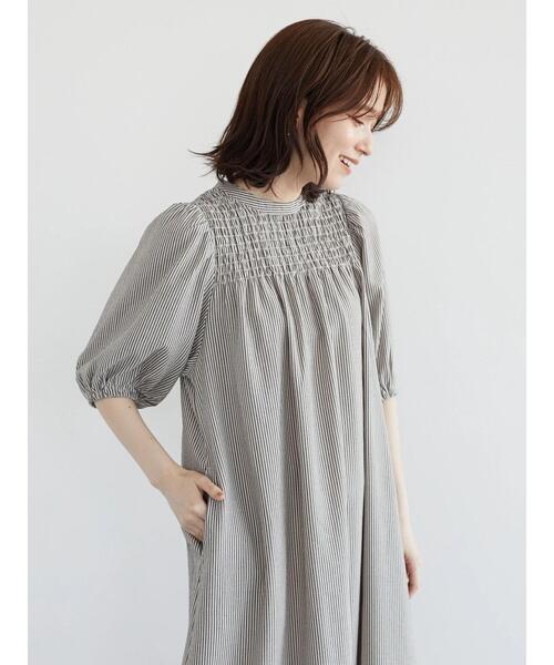 Sugar spoon（シュガースプーン）の「・SUGAR SPOON ストライプシャーリングワンピ（ワンピース・レディース・ベージュ/グリーン・FREE）」の7枚目の写真