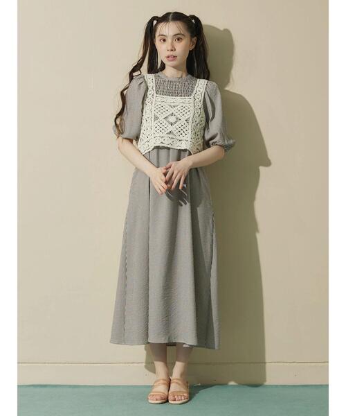 Sugar spoon（シュガースプーン）の「・SUGAR SPOON ストライプシャーリングワンピ（ワンピース・レディース・ベージュ/グリーン・FREE）」の13枚目の写真