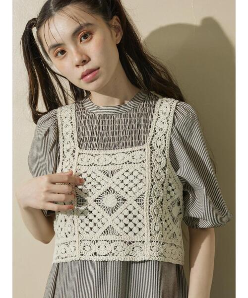 Sugar spoon（シュガースプーン）の「・SUGAR SPOON ストライプシャーリングワンピ（ワンピース・レディース・ベージュ/グリーン・FREE）」の15枚目の写真