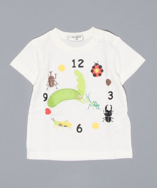 ACOBA(ACOBA)の「虫時計Tシャツ(Tシャツ/カットソー・キッズ・ブルー/ホワイト・100/90/110/80/130/95/120)」の1枚目の写真