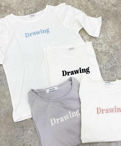 INGNI（イング）の「パワショルロゴTシャツ（Tシャツ/カットソー・レディース・グレー系その他/ホワイト×ブルー/ホワイト×ブラック/ホワイト×ピンク・M）」の2枚目の写真
