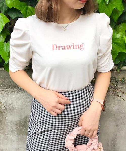 INGNI（イング）の「パワショルロゴTシャツ（Tシャツ/カットソー・レディース・グレー系その他/ホワイト×ブルー/ホワイト×ブラック/ホワイト×ピンク・M）」の3枚目の写真