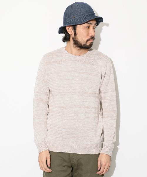 URBAN RESEARCH DOORS MENS（アーバンリサーチ ドアーズ メンズ）の「DOORS 綿麻スラブC/Nニット（ニット/セーター・メンズ・ネイビー/ベージュ・40/38）」の2枚目の写真