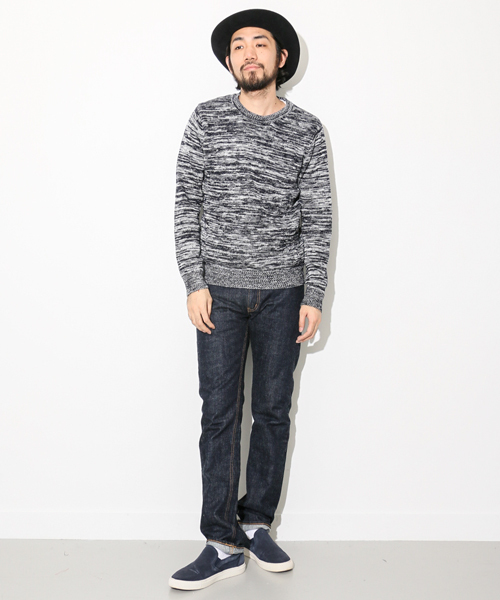 URBAN RESEARCH DOORS MENS（アーバンリサーチ ドアーズ メンズ）の「DOORS 綿麻スラブC/Nニット（ニット/セーター・メンズ・ネイビー/ベージュ・40/38）」の4枚目の写真