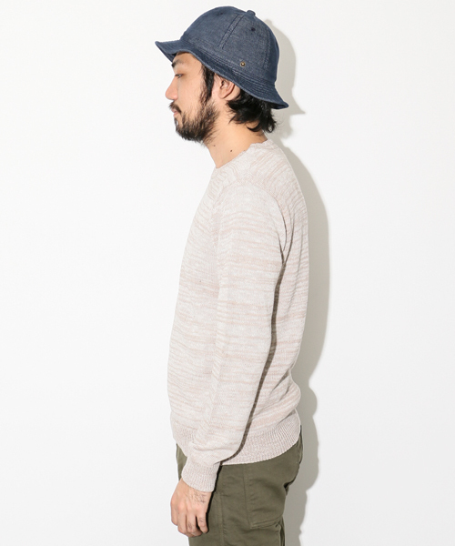 URBAN RESEARCH DOORS MENS（アーバンリサーチ ドアーズ メンズ）の「DOORS 綿麻スラブC/Nニット（ニット/セーター・メンズ・ネイビー/ベージュ・40/38）」の5枚目の写真