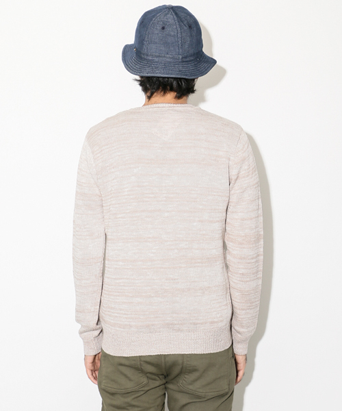 URBAN RESEARCH DOORS MENS（アーバンリサーチ ドアーズ メンズ）の「DOORS 綿麻スラブC/Nニット（ニット/セーター・メンズ・ネイビー/ベージュ・40/38）」の6枚目の写真