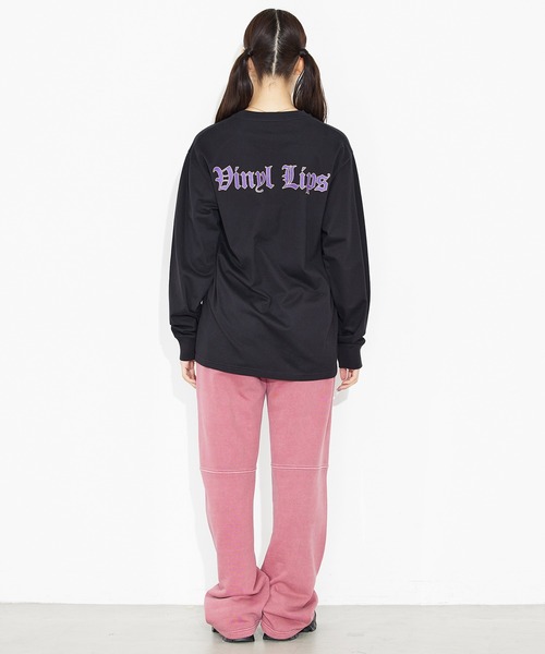 X-girl（エックスガール）の「OLD ENGLISH LOGO L/S TEE（Tシャツ/カットソー・レディース・ブラック/ホワイト/アッシュ・L/XL/M/S）」の10枚目の写真