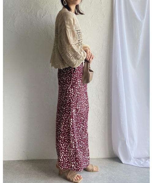 She's Closet(シーズクローゼット)の「リネンタッチ透かし編みボリュームスリーブショート丈長袖サマーニット(ニット/セーター・レディース・チャコールグレー/ベージュ/アイボリー/オリーブ・FREE)」の10枚目の写真