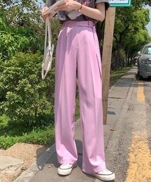 ピンタックストラップワイドスラックス