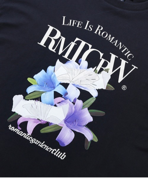 ROMANTIC CROWN(ロマンティッククラウン)の「【ROMANTIC CROWN】PASTEL LILY TEE / ロマンティッククラウン パステル リリー フラワー グラフィック Tシャツ(Tシャツ/カットソー・メンズ・ネイビー/ライトグレー/ライトイエロー・SMALL/X-LARGE/LARGE/MEDIUM)」の6枚目の写真