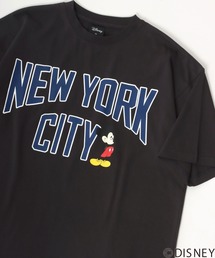 Disney/ディズニー ミッキーマウス ビッグシルエット カレッジロゴ Tシャツ