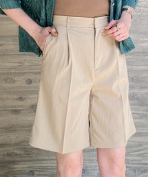 ハイウエストセンタープレスタック入りキュロットショートパンツ