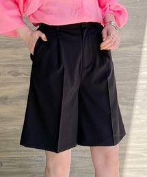 ハイウエストセンタープレスタック入りキュロットショートパンツ