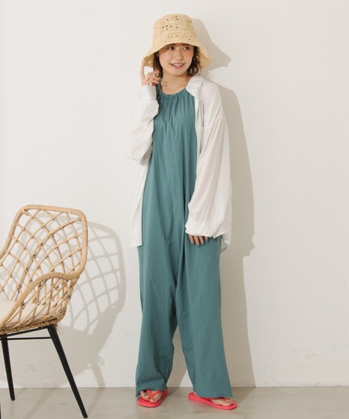 MERLOT（メルロー）の「ノースリギャザーロンパース（つなぎ/オールインワン・レディース・ブラック/グリーン/ナチュラル・SMALL/FREE）」の10枚目の写真