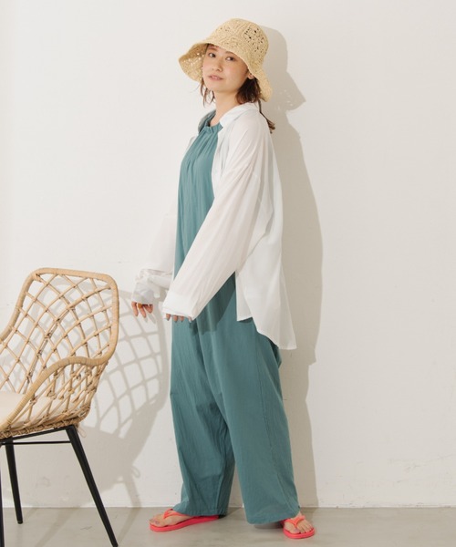 MERLOT（メルロー）の「ノースリギャザーロンパース（つなぎ/オールインワン・レディース・ブラック/グリーン/ナチュラル・SMALL/FREE）」の17枚目の写真