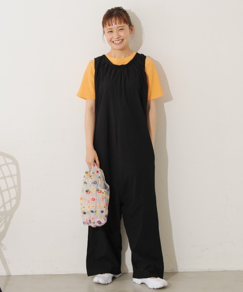 MERLOT（メルロー）の「ノースリギャザーロンパース（つなぎ/オールインワン・レディース・ブラック/グリーン/ナチュラル・SMALL/FREE）」の16枚目の写真