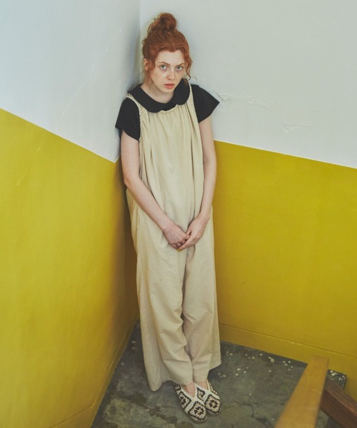 MERLOT（メルロー）の「ノースリギャザーロンパース（つなぎ/オールインワン・レディース・ブラック/グリーン/ナチュラル・SMALL/FREE）」の8枚目の写真