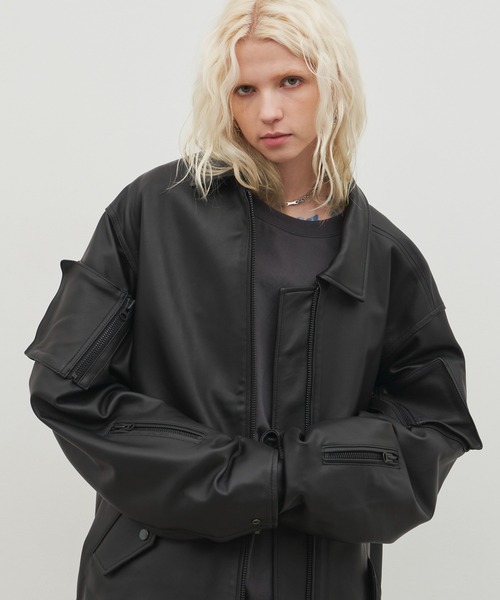 AIVER（アイバー）の「AIVER　ラムレザーフライトジャケット（ライダースジャケット・メンズ・ダークブラック/ブラック・SMALL/MEDIUM/LARGE）」の20枚目の写真