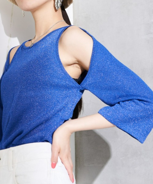 Solace（ソレイス）の「ショルダーカットオープンニットトップス（ニット/セーター・レディース・ブラック/ブルー/ナチュラル・FREE）」の17枚目の写真