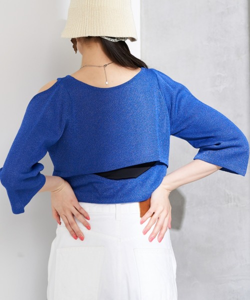 Solace（ソレイス）の「ショルダーカットオープンニットトップス（ニット/セーター・レディース・ブラック/ブルー/ナチュラル・FREE）」の18枚目の写真