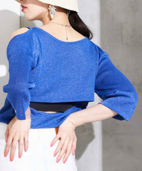 Solace（ソレイス）の「ショルダーカットオープンニットトップス（ニット/セーター・レディース・ブラック/ブルー/ナチュラル・FREE）」の19枚目の写真