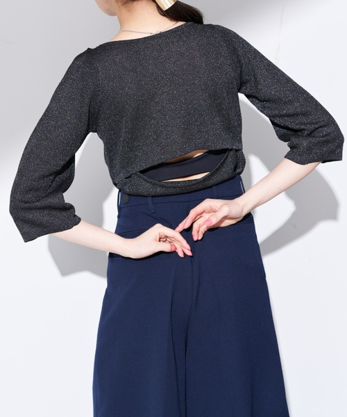 Solace（ソレイス）の「ショルダーカットオープンニットトップス（ニット/セーター・レディース・ブラック/ブルー/ナチュラル・FREE）」の22枚目の写真