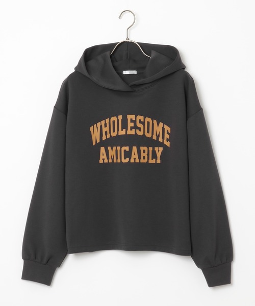 Honeys（ハニーズ）の「ゆるロゴパーカー（パーカー・レディース・杢グレー/スミクロ/イエロー×グリーン/アイボリー/ブルー・S/L/M）」の6枚目の写真