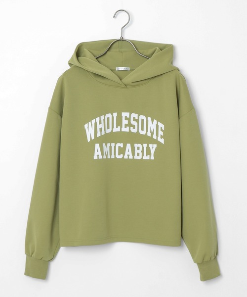 Honeys（ハニーズ）の「ゆるロゴパーカー（パーカー・レディース・杢グレー/スミクロ/イエロー×グリーン/アイボリー/ブルー・S/L/M）」の10枚目の写真