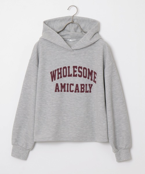 Honeys（ハニーズ）の「ゆるロゴパーカー（パーカー・レディース・杢グレー/スミクロ/イエロー×グリーン/アイボリー/ブルー・S/L/M）」の12枚目の写真