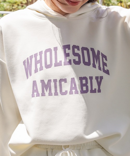 Honeys（ハニーズ）の「ゆるロゴパーカー（パーカー・レディース・杢グレー/スミクロ/イエロー×グリーン/アイボリー/ブルー・S/L/M）」の20枚目の写真