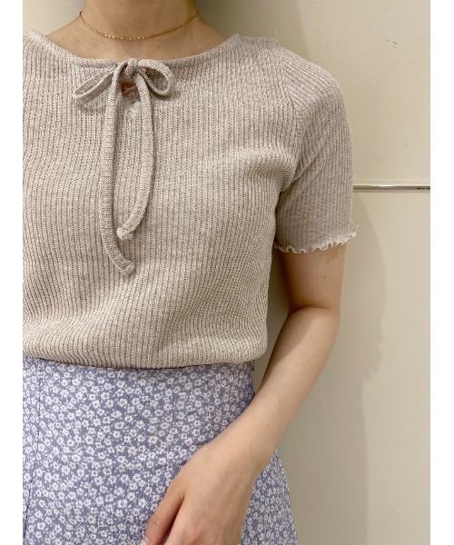 flower（フラワー）の「グリッターリボントップ（Tシャツ/カットソー・レディース・グレー/アイボリー・FREE）」の14枚目の写真